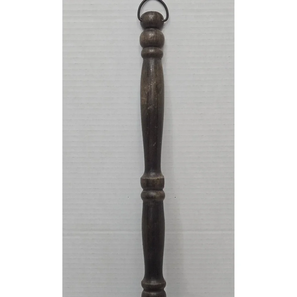 Brass And Wood Wall Hanger Faux Bed Warmer Made in England Vintage See Pictures